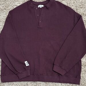 Women's Long Sleeve Henley Top - Purple